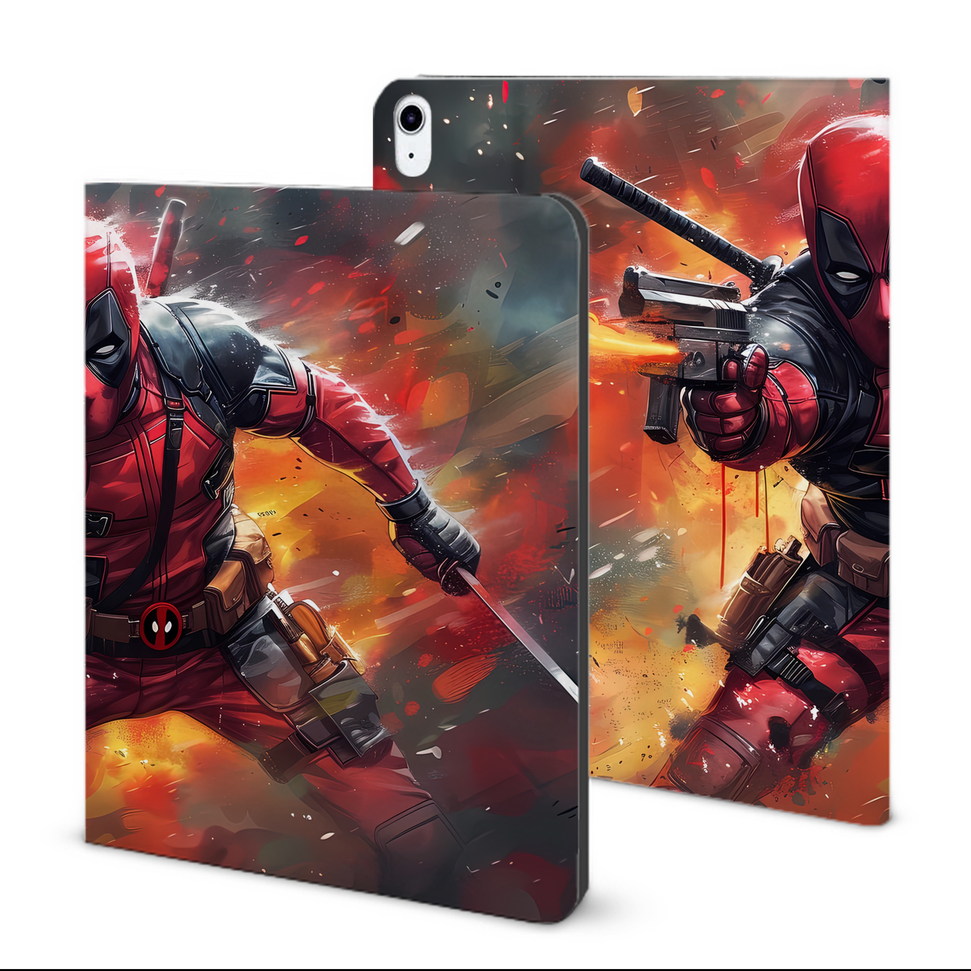 （画像用） Deadpool デッドプール IPad ケース ブック型 PUレザー TPU 耐衝撃 軽量 薄型 ペン収納なし 全面保護 IPad 各モデル対応